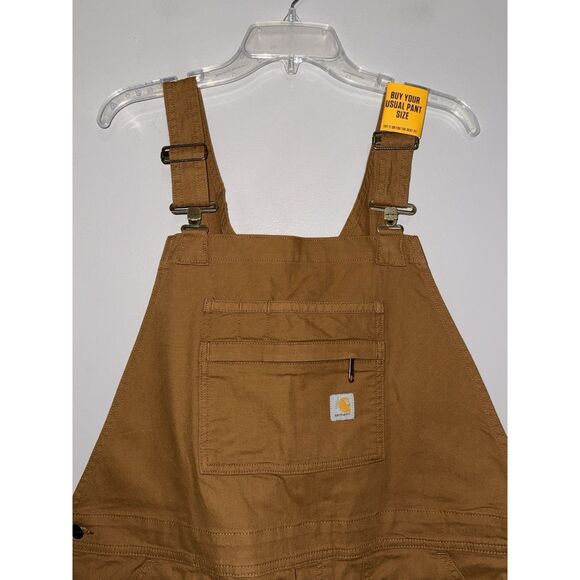 Carhartt Women Relaxed Fit Shortalls One-Piece Canvas Overall Shorts XL 16-18 - Picture 2 of 16